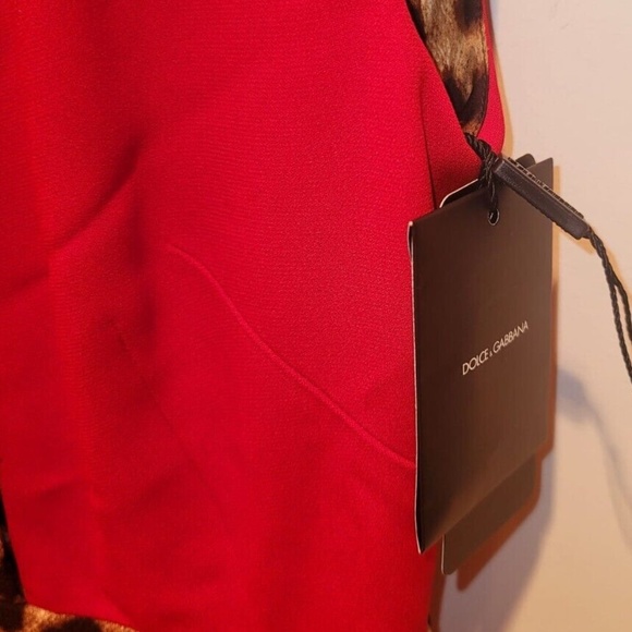 D&G- Dolce & Gabbana Red Leopard Print Mini Dress IT Size 36 - Picture 4 of 7